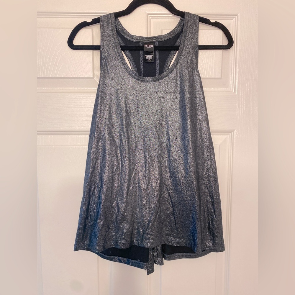 Victoria’s Secret Sport Metallic Silver Tie-back Tank